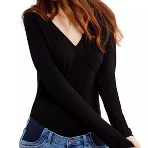 A Pea In The Pod Maternity Women’s Asymmetrical Ribbed Bodysuit XS Black